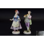 Kronenburg / Louisburg Pair of Hand Painted 18th / 19th Century German Porcelain Figures of Fine