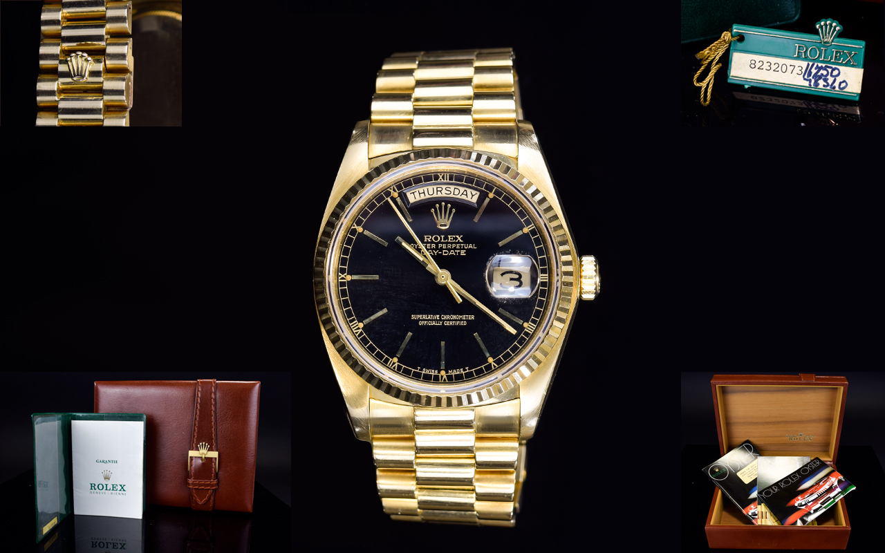 Rolex - 18ct Yellow Gold Gents Oyster Perpetual Date-Just Superlative Chronometer Wrist Watch.