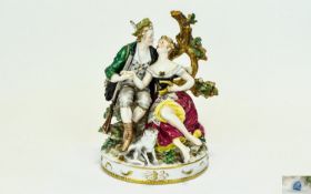 A Vienna - Very Fine Porcelain Figure Group of Lovers Seated on a Rocky Outcrop.