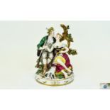 A Vienna - Very Fine Porcelain Figure Group of Lovers Seated on a Rocky Outcrop.