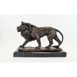A Large and Impressive Contemporary Bronze Figure of a Male Lion In a Standing Position.