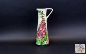 Moorcroft Modern Tube lined Jug/Ewer Foxgloves design. date 2002. Designer Rachael Bishop. 9.