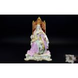 Sitzendorf Very Fine Late 19th Century Large and Impressive Hand Painted Porcelain Figure of Queen