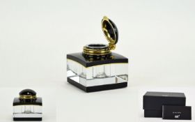 Mont Blanc Meisterstuck Crystal Glass Inkwell with Mont Blanc Emblem to One Corner. Complete with