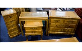 Small Collection of Wellington Style Carved Modern Furniture comprising chest of drawers,