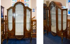 A Fine Mid 20th Century Burr Walnut and Ormolu Mounted Display Cabinets In The French 19th Century