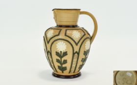 Royal Lambeth Fine Quality Jug, Decorated with Applied Floral Decoration to Body of Jug.