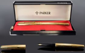 Parker Gold Plated Fountain Pen From The 1970's with Original Box and Sleeve. Bought on 24/12/76.