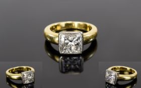 Ladies 18ct Single Stone Diamond Ring The princess cut diamond of excellent colour,