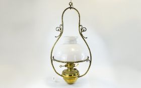 Antique - Nice Quality Brass Hanging / Ceiling Oil - Kerosene Lamp,