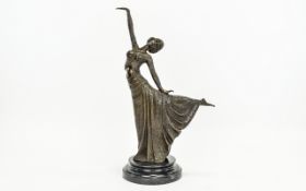 A Tall and Impressive Reproduction Bronze Figure of a Sculpture, By D.H.