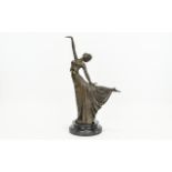 A Tall and Impressive Reproduction Bronze Figure of a Sculpture, By D.H.
