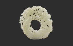 Antique Period Carved Chinese White Jade Foreigner Pendant of Very Fine Quality.