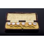 Victorian Period Fine Set of a Gentleman's 9ct Rose Gold Pearl Studs.