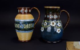 Doulton Lambeth Late 19th Century Jugs ( 2 ) Two In Total.