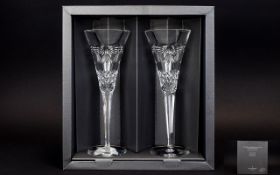 Waterford Crystal - The Millennium Collection Fine Cut Crystal Pair of Toasting Flutes ' Peace '