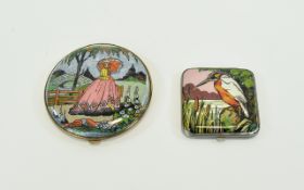 Two Vintage Foiled Powder Compacts A pair of unusual 1930's compacts with intricate foiled ground