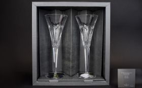 Waterford Crystal - The Millennium Collection Fine Cut Crystal Pair of Toasting Flutes ' Love ' 2nd