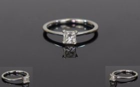 Platinum Diamond Solitaire Ring, Set With A Princess Cut Diamond, Estimated Diamond Weight .40ct,