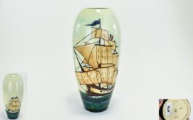 Moorcroft Tall And Impressive Contemporary Tube lined Limited And Numbered Galleon Vase No.