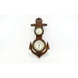 Antique Barometer With Intergrated Clock Wall mounted barometer in the form of an anchor with small