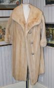 A Blonde Mink Three Quarter Length Coat Ladies vintage coat with shawl collar,