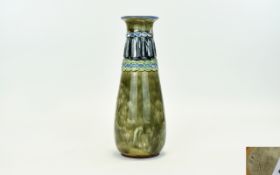 Doulton Lambeth Tall Vase. c.1890. Impressed Marks to Underside of Vase. Stands 11.