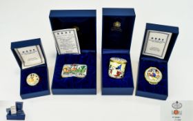 Walt Disney Collection of 4 Enamels - Includes Halcyon Days 1997 Mickey Mouse ' Knowledge Is a
