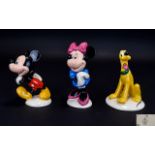 Royal Doulton Walt Disney Mickey Mouse Collection - 70 years ( 3 ) Ceramic Figures In Total.