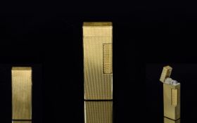 Dunhill Swiss Quality Gold Plate Gas Lighter. Reg No 24163. c.1970's. 2.5 Inches High.