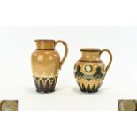 Doulton Lambeth Stone Ware Signed Jugs with Tube lined and Applied Decoration to Body's of Jugs ( 2