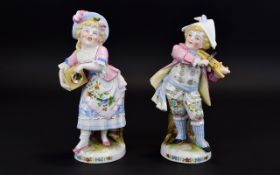 Conta and Boehme Pair of Child Musician Matchbox Holder Figures,