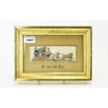 Thomas Stevens 19thC Framed Stevengraph, Titled The Good Old Days, Depicting A Drawn Horse Carriage.