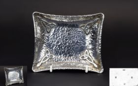 Scottish Planished Silver Celtic Designed Shallow Dish of Fine Proportions and Quality From The