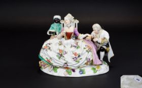 Samson - Hand Painted Mid 19th Century Porcelain Figure Group In The Style of Early Meissen.