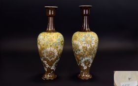 Royal Doulton Pair of Chine Ware Floral Vases. c.1900-1914.
