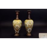 Royal Doulton Pair of Chine Ware Floral Vases. c.1900-1914.