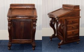 A Small Bureau Aged patina with ball feet, four small drawers to side,