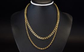 9ct Gold Chains / Necklaces. Fully Hallmarked. 14.2 grams. Lengths 17 & 18 Inches.