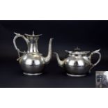 Elkington & Co Mid 19th Century Fine Quality and Good Shaped Silver Plated Coffee Pot and Teapot