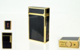 Dupont Of Paris Nice Quality 1970's 18ct Gold Plated And Black Enamel Gas Lighter No. 2028 BS.