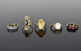 A Collection of Stone Set 9ct Gold Dress Rings, Various Designs and Sizes.