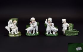 Conta and Boehme 10th Century Wonderful Hand Painted Porcelain Figural Match Holders / Strikers ( 4
