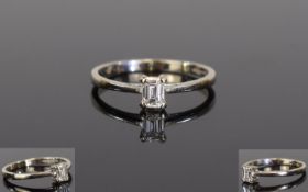 18ct White Gold Diamond Solitaire Ring, Set With A Emerald Cut Diamond,