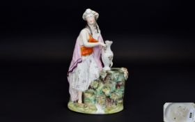 Staffordshire Pottery 19th Century Figure of The Samaritan Woman at The Well on Mount Olives /