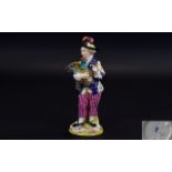 Schierholz Plaue Late 19th Century German Factory Fine Hand Painted Porcelain Figure of a Young