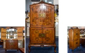 Very Good Quality Burr-Walnut Cocktail Drinks Cabinet From The 1930's Period.