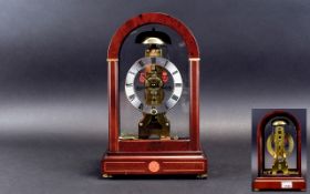 Sewills Of Liverpool Modern Mahogany Framed Mantel Clock With Visible Movement.