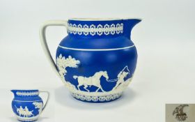 Copeland Spode Wonderful Quality Blue and White Milk Pitcher, Produced In The 1890's Jasperware