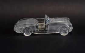 A Magic Cristal Jaguar E-type By Nachtmann. Made in Germany and Comes with Wooden Display Stand.